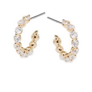 18K Goldplated Brass & Cubic Zirconia Small Hoop Earrings